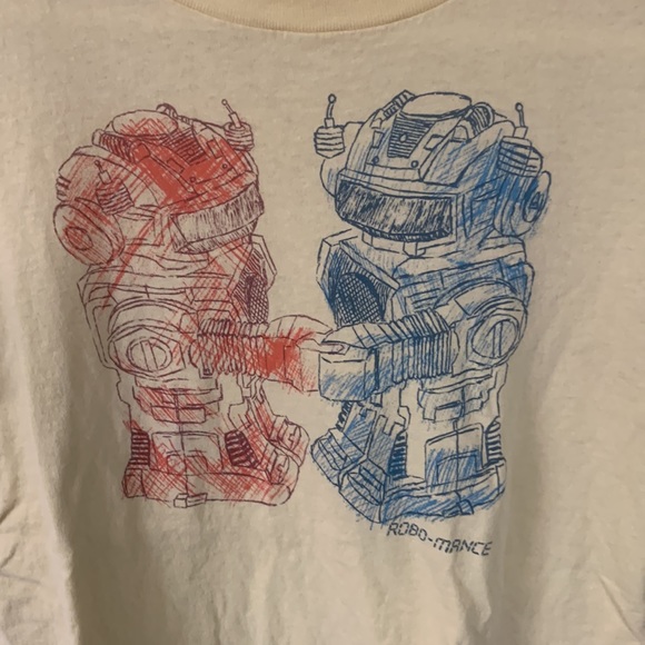 American eagle vintage fit tee robots robo-mance yellow size extra small xs - Picture 2 of 3